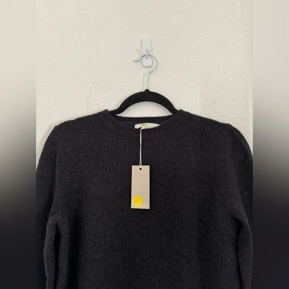 BODEN Jewel Button Fluffy Wool Alpaca Blend Sweater in Black Size Small NEW